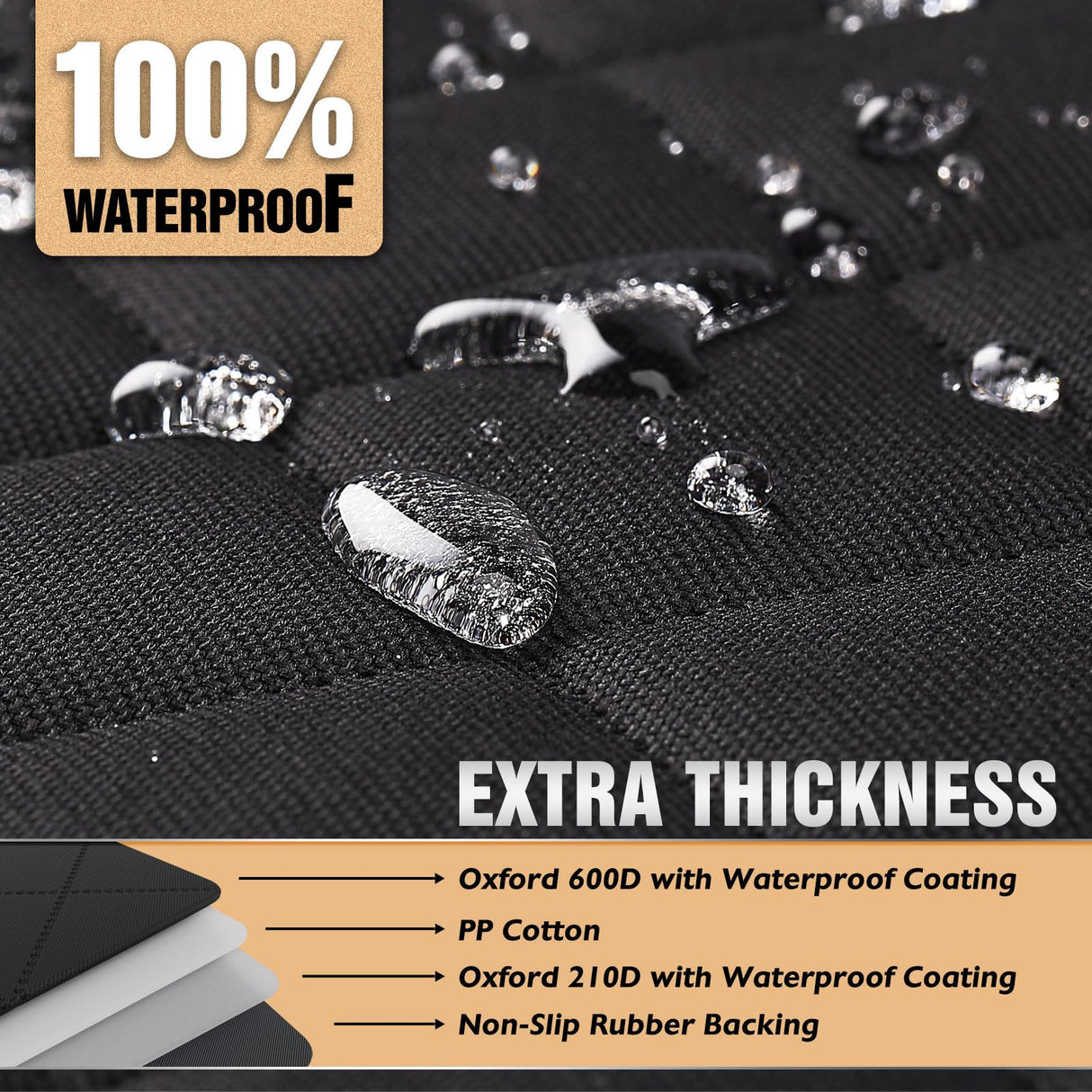 K KNODEL Dog Seat Cover, 100% Waterproof Car Seat Cover for Pets, Pet Seat Cover Dog Hammock, Heavy Duty Scratch Proof Pet Back Seat Covers, Zippered Side Flaps for Cars, Trucks and SUVs (Black)