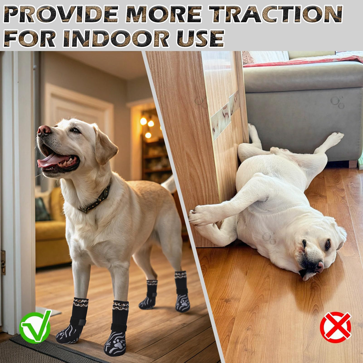EXPAWLORER Dog Socks for Hot Pavement to Prevent Licking Paws, Anti Slip Doggie Grippy Booties Shoes for Hardwood Floors, Boots & Paw Protectors for Small Medium Large Senior Dogs Black XL