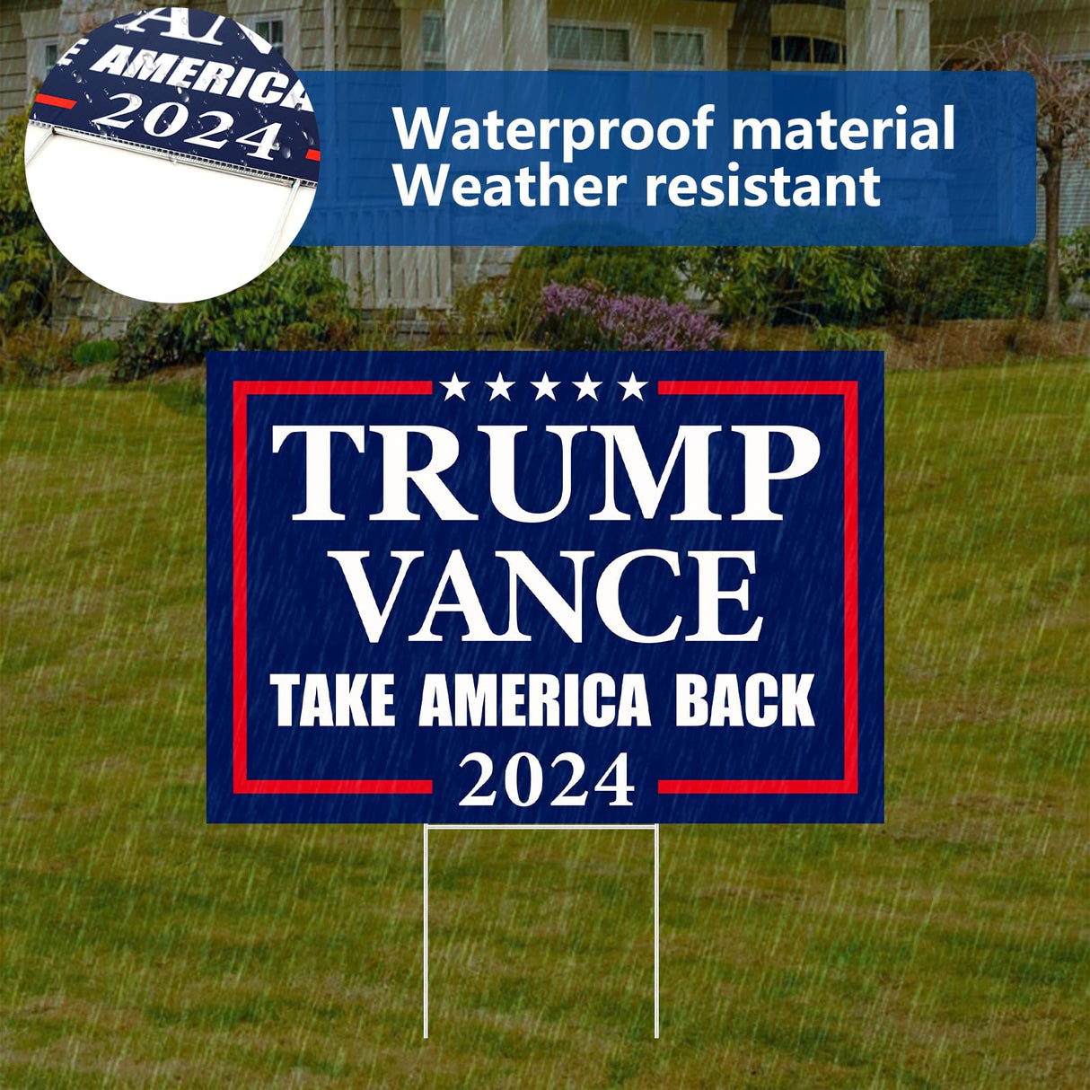 Probsin Trump Vance 2024 Yard Sign 12" x 17" Double Sided Blue Take America Back Voted for President Trump Vice President JD Vance Outdoor Decorations for Lawn, Garden, Window, Party Supplies
