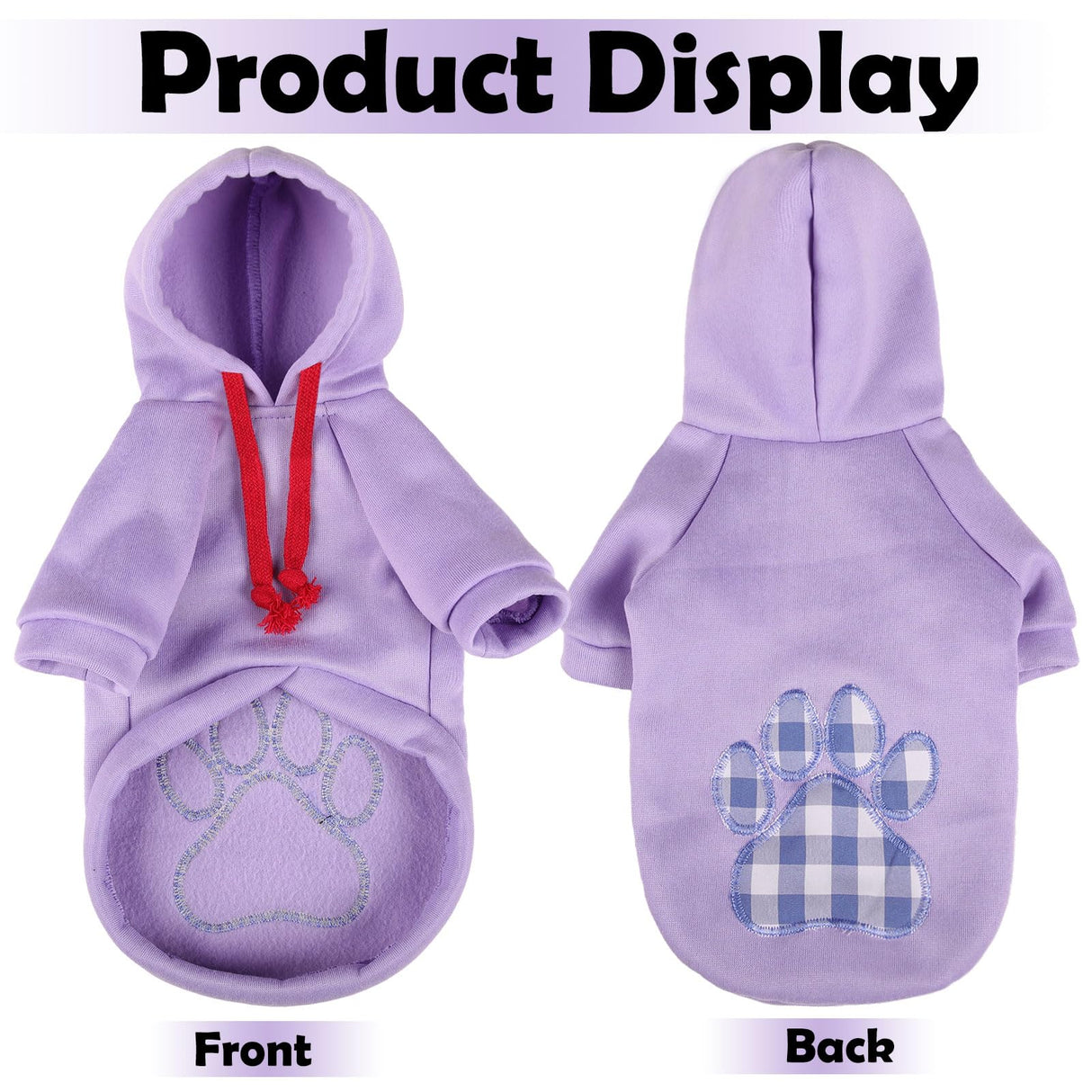 SAWMONG Dog Hoodie,Flannel Pet Hooded Sweater with Hat Puppy Pullover Sweater Shirt,Dog (Purple,M)