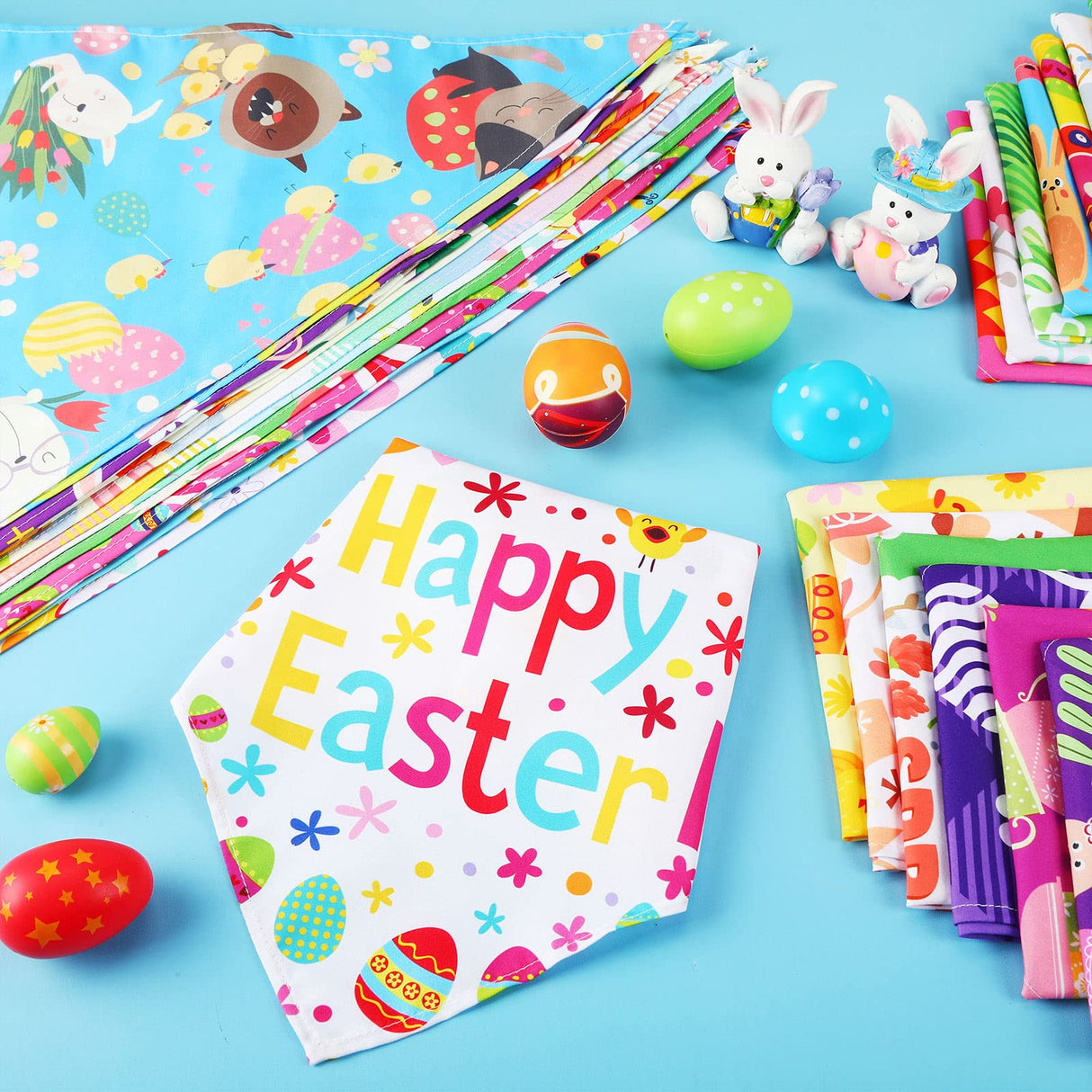 Sanwuta 30 Pieces Easter Dog Bandanas Easter Dog Bibs Holiday Pet Costume Outfit Triangle Scarf Kerchief for Small to Medium Pet