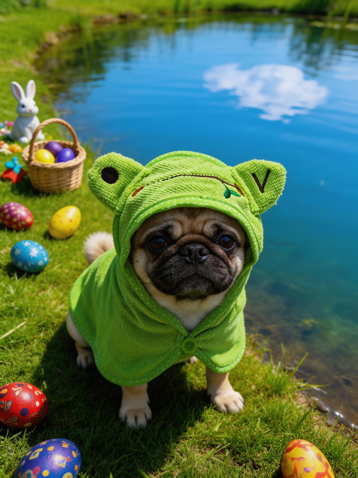 IOICYBF Dog Hooded Bathrobe Towel, Fast Drying Bath Towel Absorbent Warm Blanket Green M