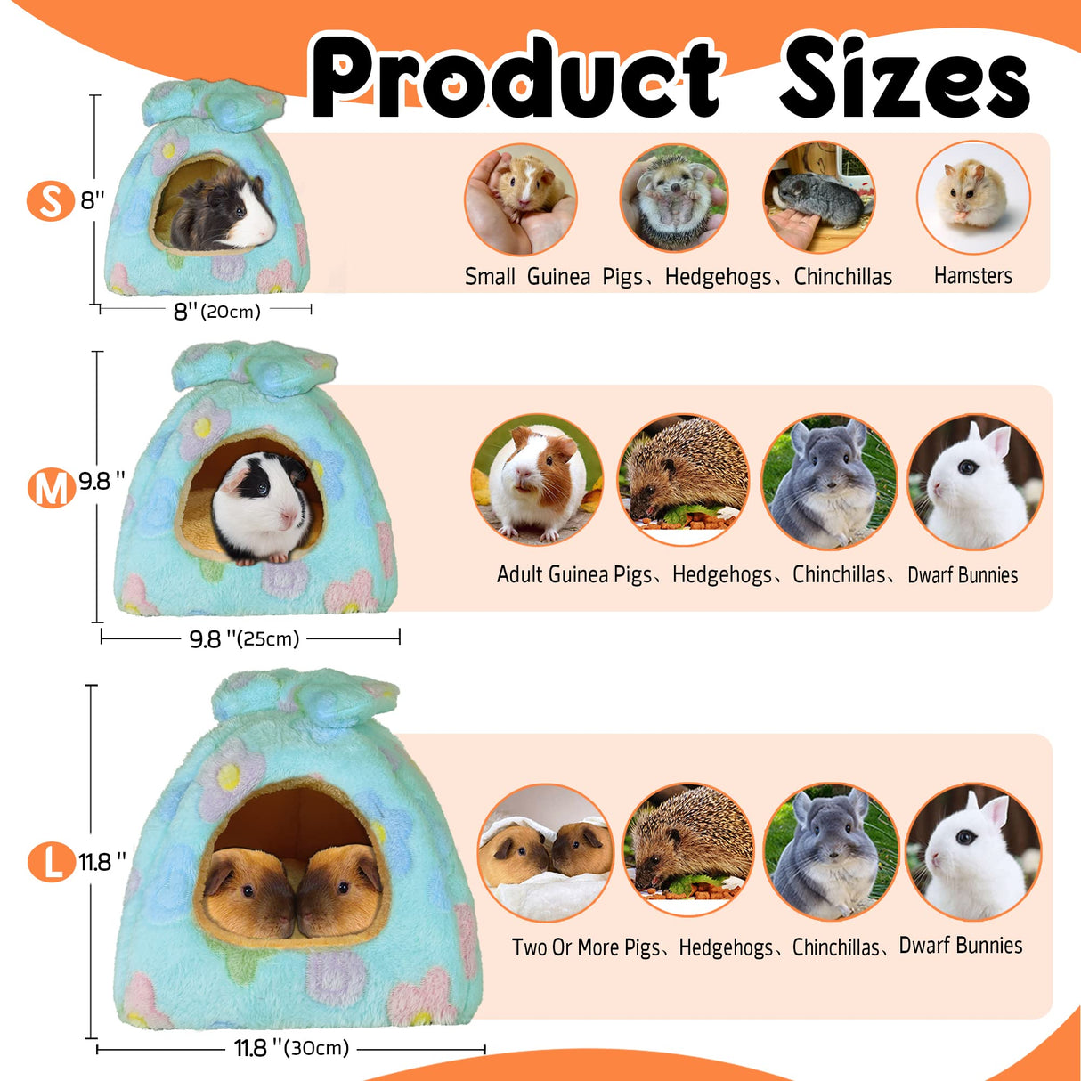 GINIDEAR Guinea Pig Bed, Guinea Pig Warm Hideout House Accessories Cozy Bed for Small Animals Hamsters Chinchillas Dwarf Bunnies Hedgehogs. M, Green Flower