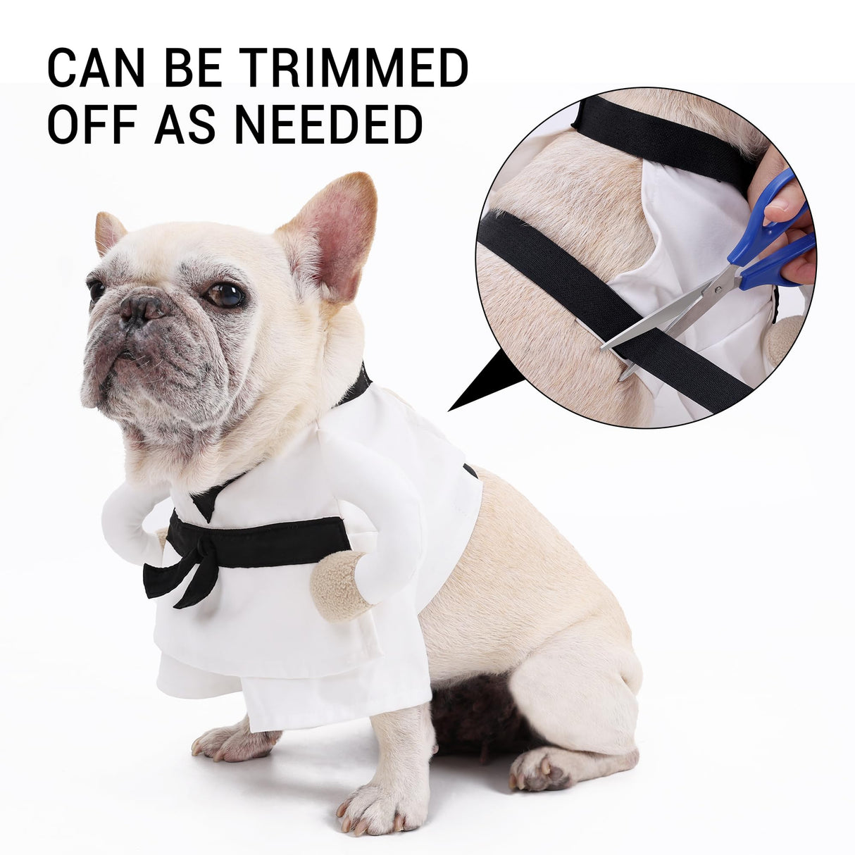 ETIAL Martial Arts Pet Costume for Halloween - Karate Uniform with Adjustable Self-Adhesive Strap for Dogs & Cats - Funny Animal Costume Easy On/Off M