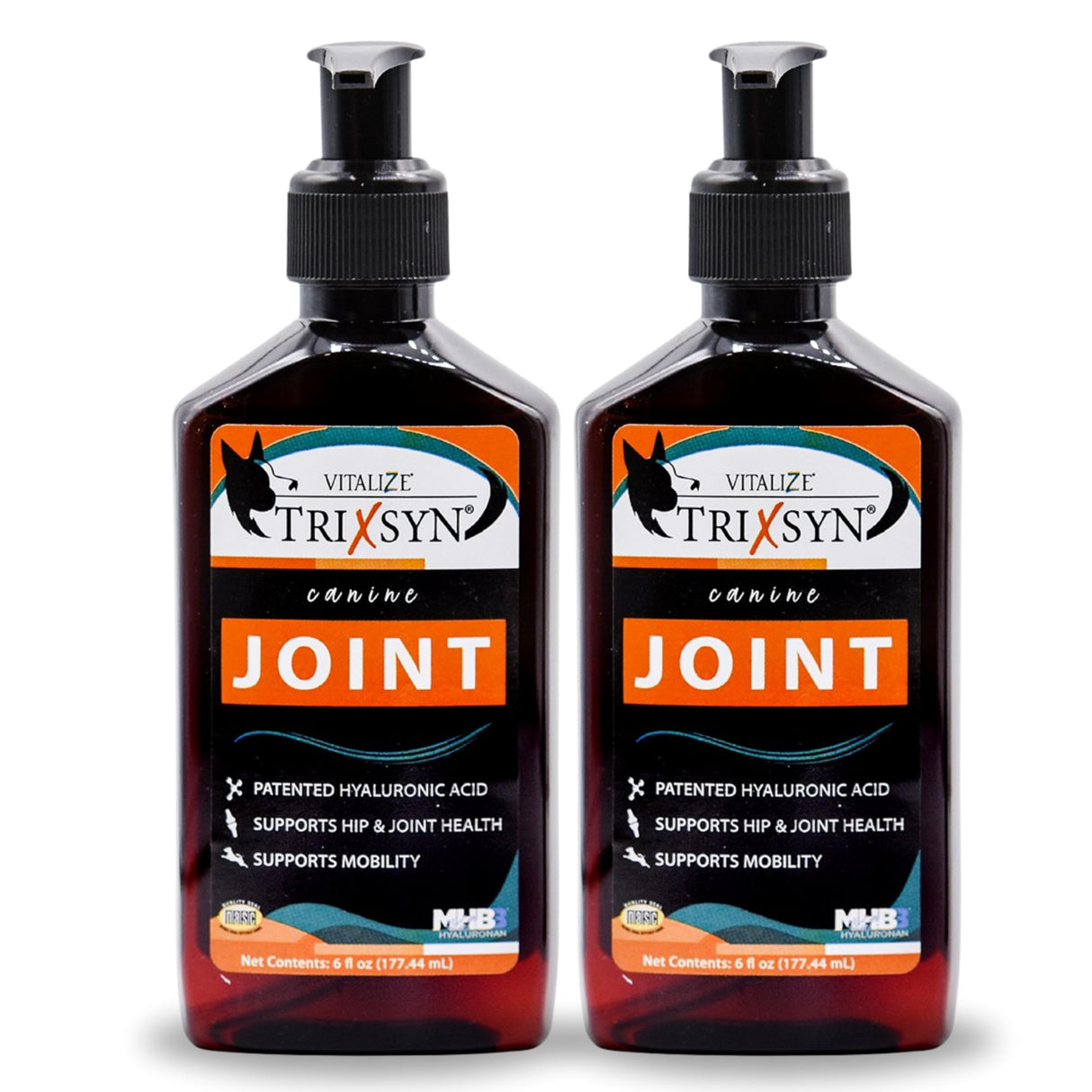 TRIXSYN Canine for Dogs - Liquid Hyaluronic Acid Hip and Joint Care Supplement for Small & Senior Dogs - 6 fl oz, 2 Pack, 144 Day Supply