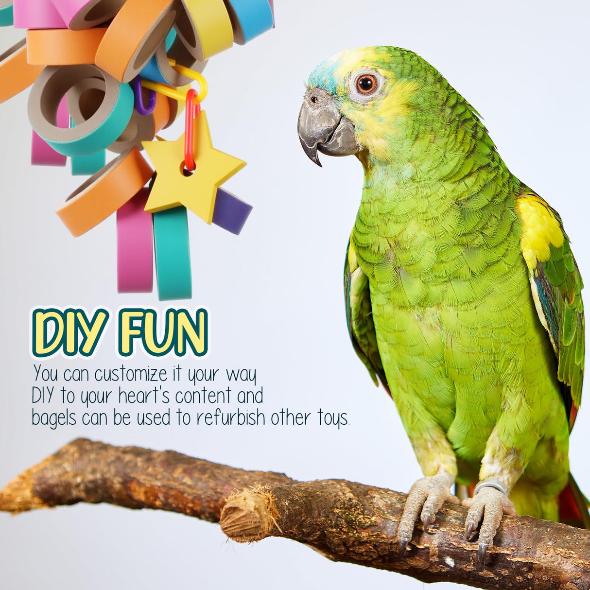 Skyygemm 120 Pcs Bagels Bird Toys Bulk for Parrots Cardboard Core Bird Toy Chewing Shredding Foraging Play Foot for Medium and Large Parrot Mini Macaws African Grey Cockatoos