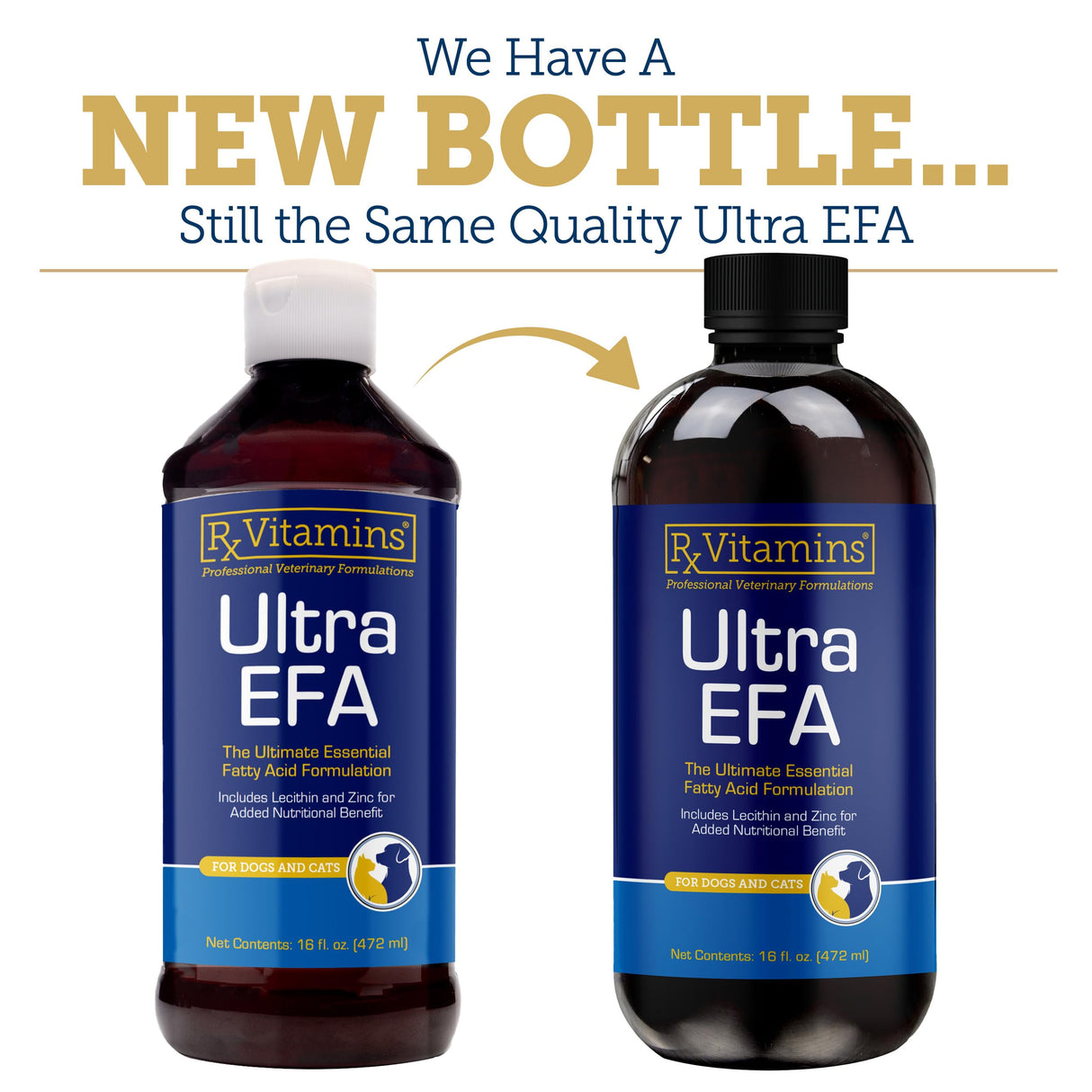 Rx Vitamins Ultra EFA Omega 3 Fish Oil for Dogs & Cats - Promotes Heart, Brain, and Joint Health with Vitamin E, Biotin, and Zinc - Liquid Fish Oil for Itch Relief & Dog Shedding - 16 oz