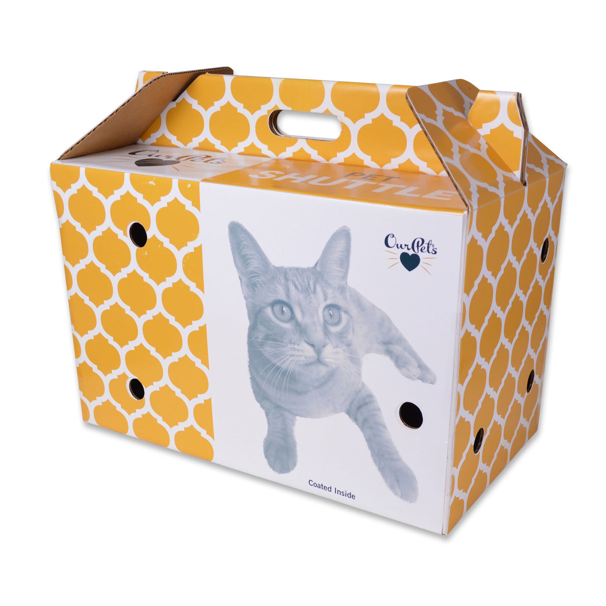 OurPets Pet Shuttle Cardboard Carrier For Small Animals with Moisture Resistant Coating, Perfect For Small Cats And Dogs