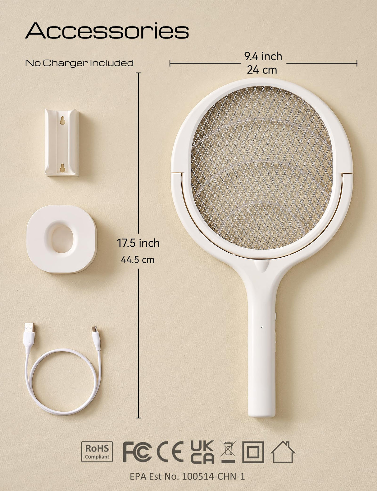Rotating Head Rechargeable Fly Swatter Electric Fly Swatter Racket Bug Zapper Racket Indoor Bug Zapper Indoor Fly Zapper Repellent Fruit Fly Trap Mosquito Zapper