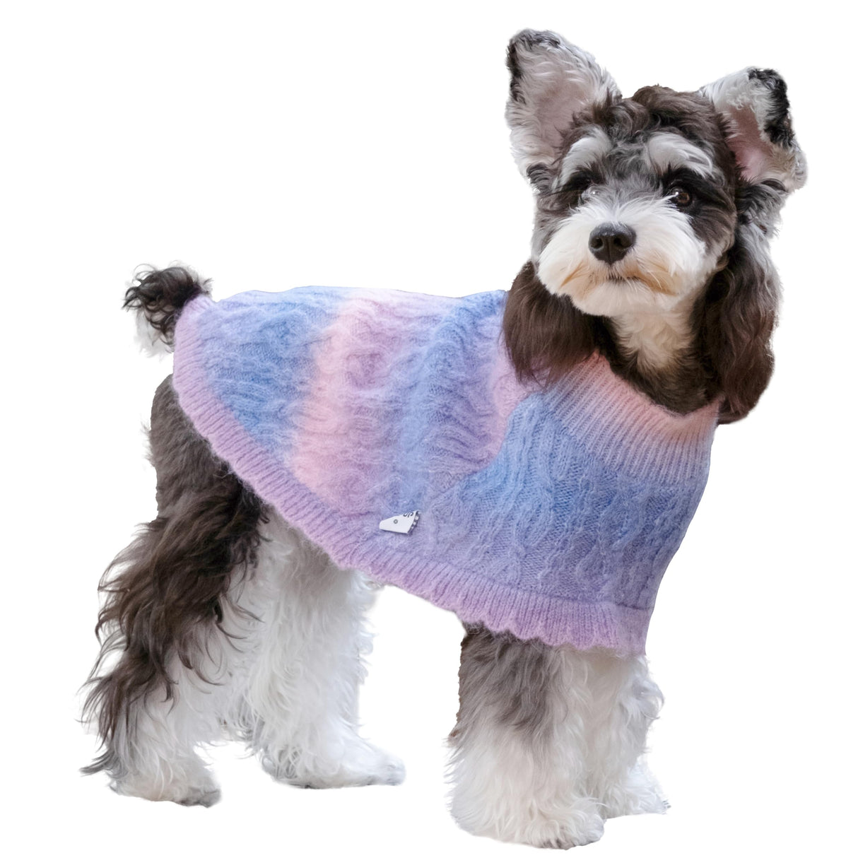 UNIPUP Rainbow Mohair Dog Sweater Cloak, Cold Weather Coat Dog Jacket for Small Dogs, Classic Turtleneck Thick Puppy Clothes with Leash Hole DS93L