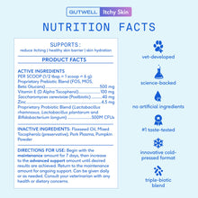 Load image into Gallery viewer, GutWell Itchy Skin - Dog Itching Skin Relief & Seasonal Allergy Itch Relief for Dogs - Promotes Skin Hydration, Elasticity & Healthy Barrier with Triple-biotic Blend, Zinc, & Vitamin E - 60 Scoops