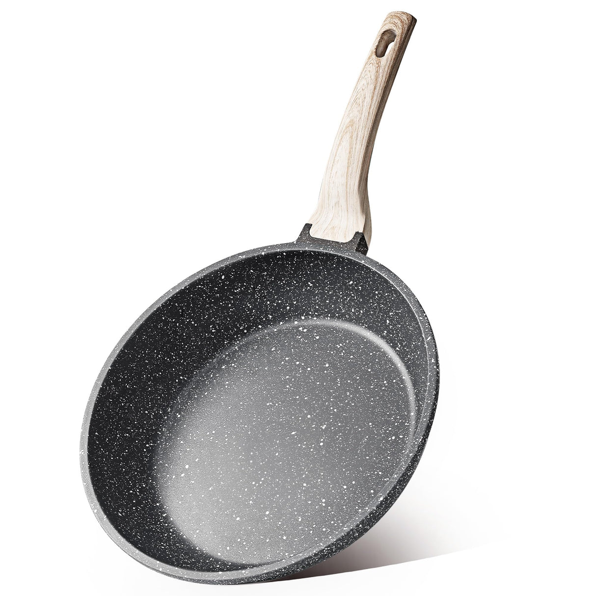 Non Stick Frying Pan Skillet, Omelet Pan, Healthy Non Toxic Granite Chef Pan, Induction Compatible Egg Frying Pan with Heat-Resistant Handle, PFOA-Free,Black, 10"