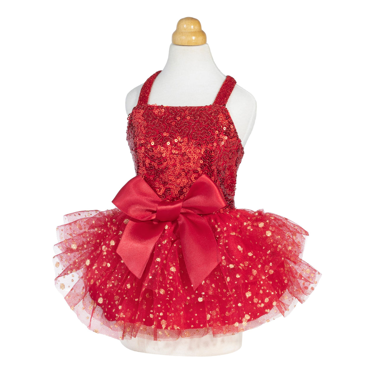 Fitwarm Sparkly Sequin Dog Tutu Dress, Fancy Christmas Outfit for Small Dogs Girl, Holiday Pet Clothes, Red, XS