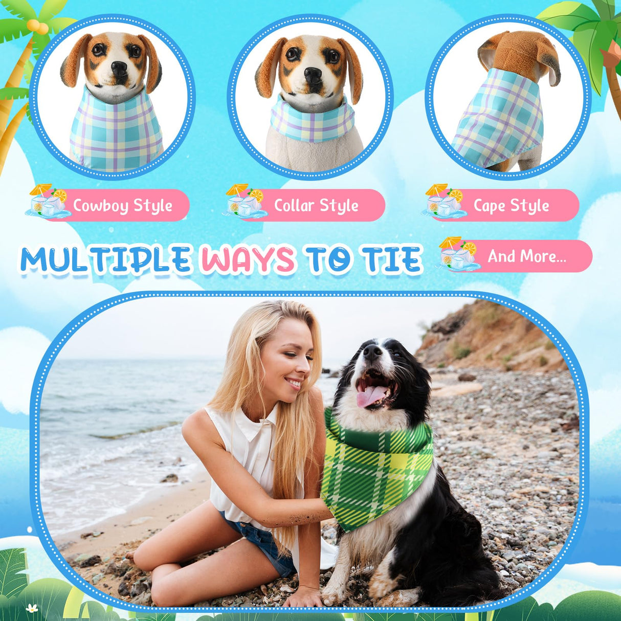Pickmesh 150 Pcs Summer Plaid Dog Bandanas Bulk Summer Pet Scarf Bibs Adjustable Washable Pet Kerchief Seasonal Costume Accessories Holiday Grooming Supplies for Small to Large Cat Dog