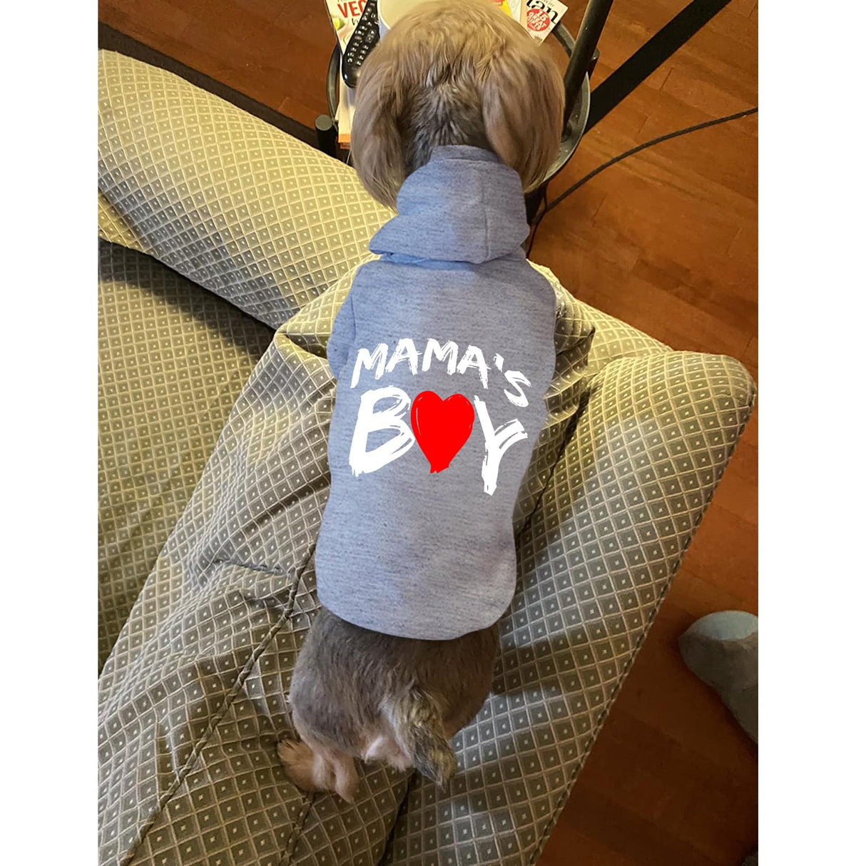Cayxatiu Cat Hoodies for Cats Pet Puppy Clothes Dog Hoodie Mama'Boy Printed Hooded Sweatshirt for Small Medium Size Dogs(Gray,L)