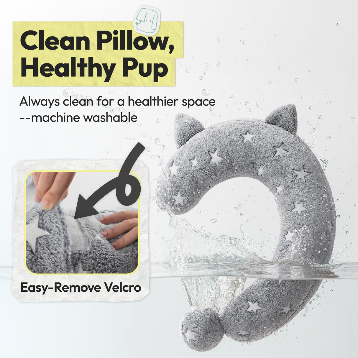 POMESEA Dog Calming Pillow, Glow in The Dark Dog Put Head on, Soft Question Mark Pillows for Dogs, Kids, Adults, Washable Dog Bed Pillow, Cozy Dog Body Pillow (L Gray)