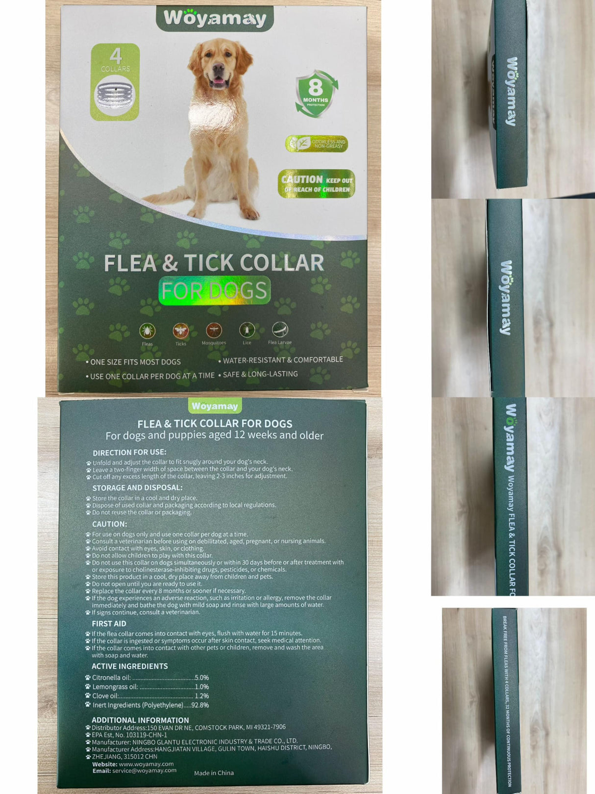 Flea and Tick Prevention for Dogs, 4 Pack Flea Collar for Dogs, Dog Flea and Tick Treatment, 32 Months Protection, Waterproof, Adjustable Collar for Dog, One Size Fits All for All Breeds, Black