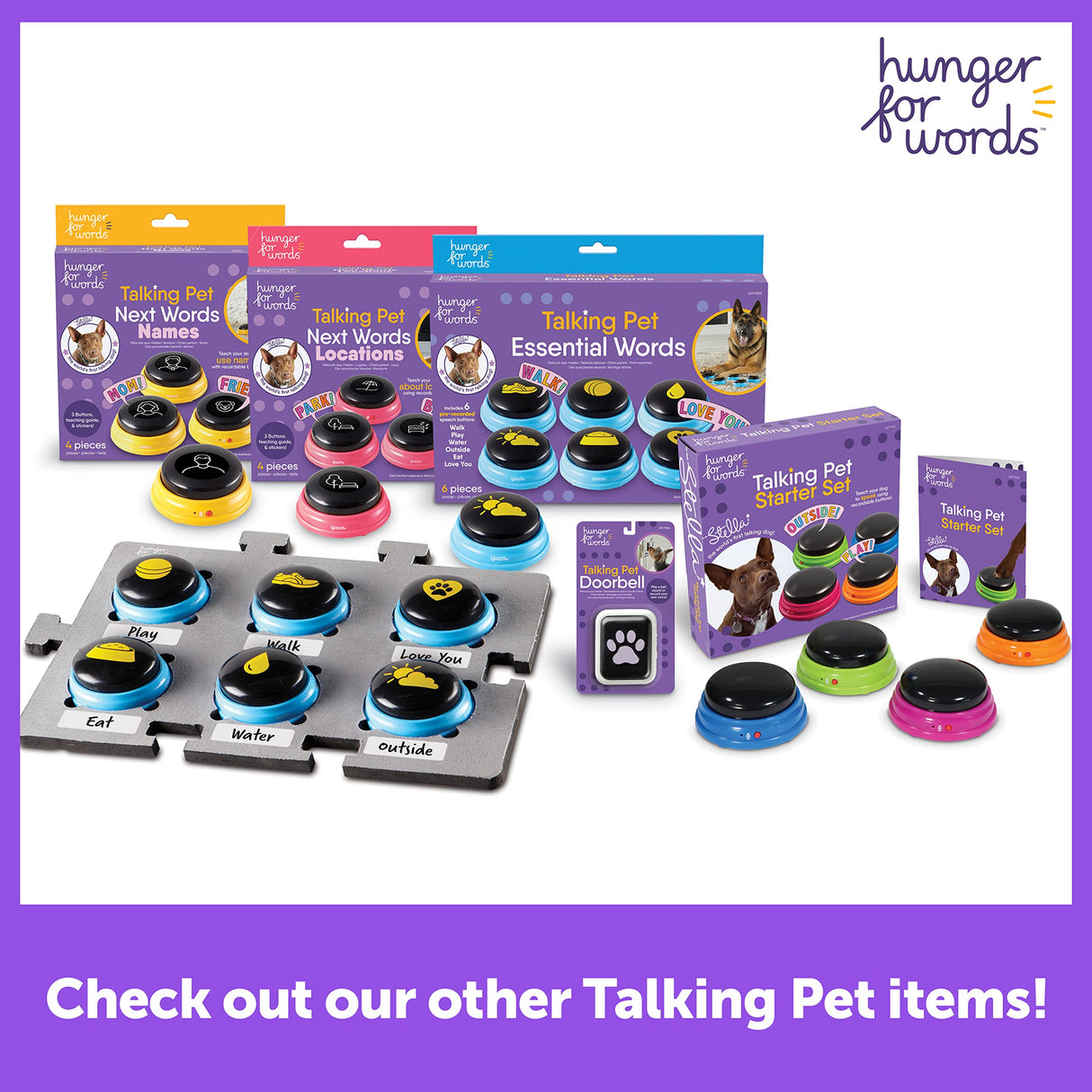 Hunger for Words Talking Pet Button Mat - 1 Piece Single, Pet Supplies, Dog Training and Obedience Games