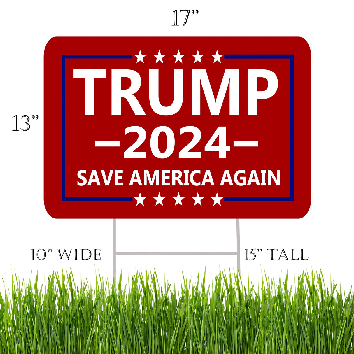 Trump 2024 Save America Again Red Yard Sign With H Stake Double Sided For President Donald Trump Republican Conservative