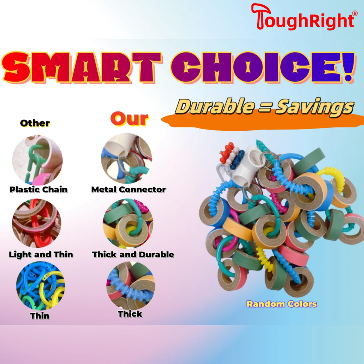 ToughRight Fatty Bagel Cascade 24Pcs Bird Toys for Parrots Durable Cardboard Chewing Shredding Foraging 1.75“ for Medium & Large Parrot Amazons Mini Macaws African Greys Cockatoos Eclectus Senegal
