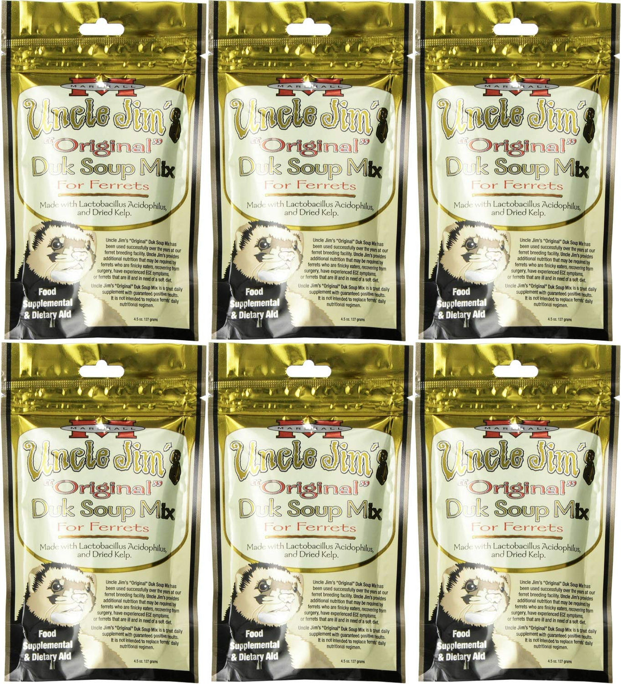 Marshall Uncle Jim's Original Duk Soup Mix for Ferrets 1.69Lb (6 x 4.5oz)