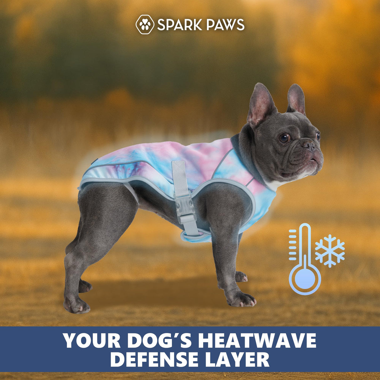 Spark Paws Dog Cooling Vest - SPF 50 UV Sun Protection - Summer Heat Relief Gear for Dogs, Lightweight, Evaporative Cooling - Dog Anxiety Relief Vest During Hot Days - Snowcone, Medium
