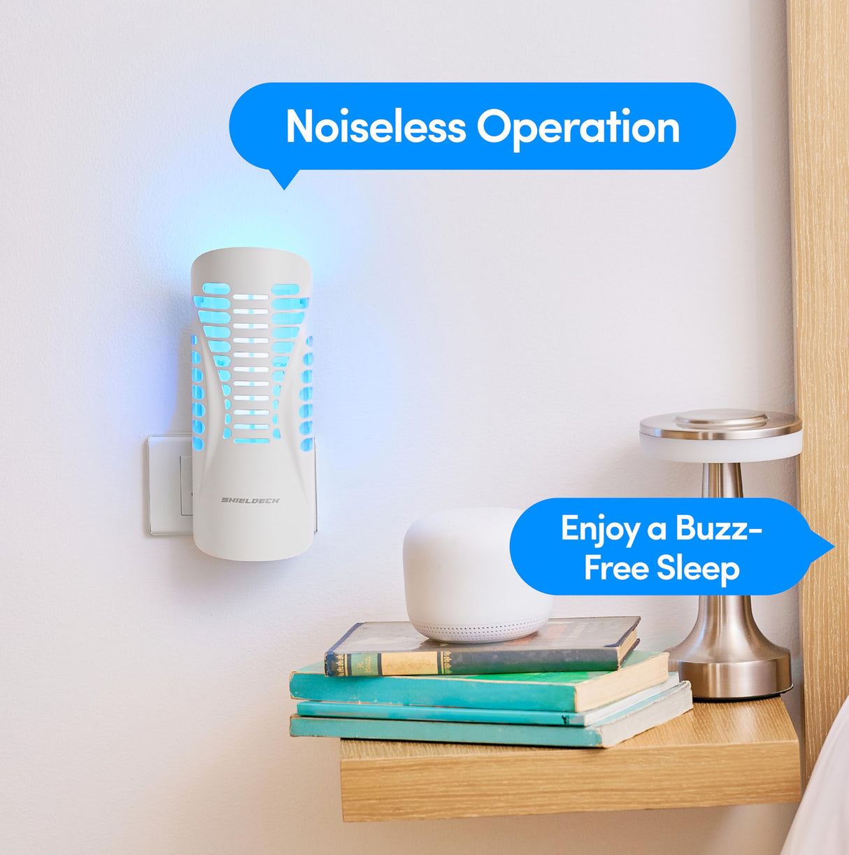 Shieldeck Flying Insect Trap - Indoor Fly Trap, Gnat Trap, and Mosquito Trap - Fruit Fly Killer and Plug-in Bug Catcher with UV Light (1 Device + 5 Refills) - White
