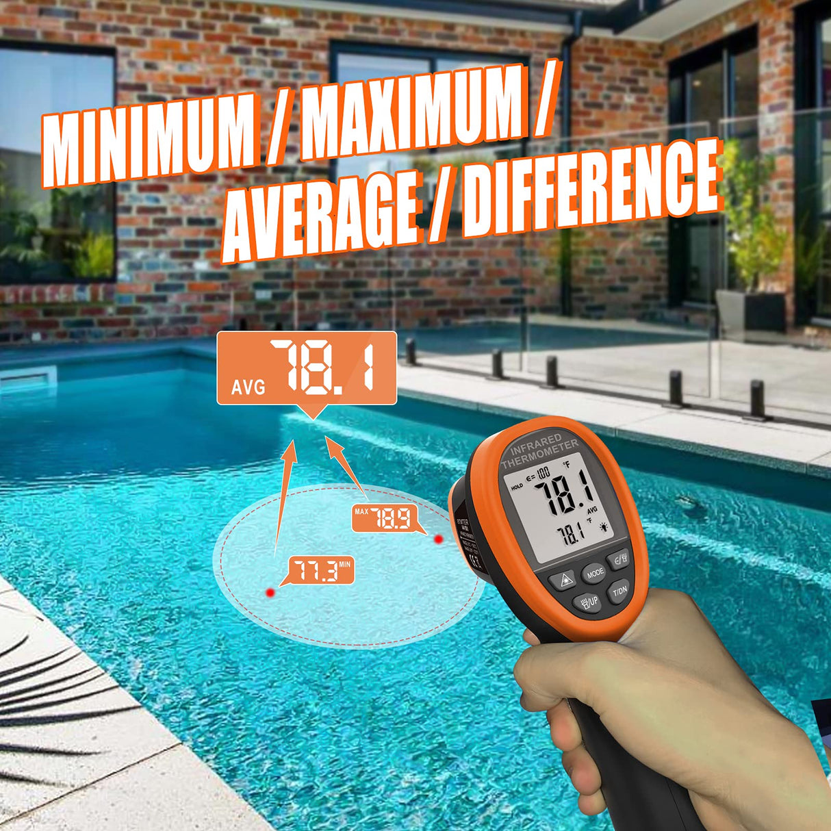 BTMETER BT-1500 Pyrometer 30:1 Industrial Laser Thermometer Gun, -58β to 2732β Non Contact High Temp Infrared Thermometer Digital IR Temperature Gauge Orange(NOT for Human Temp Test)
