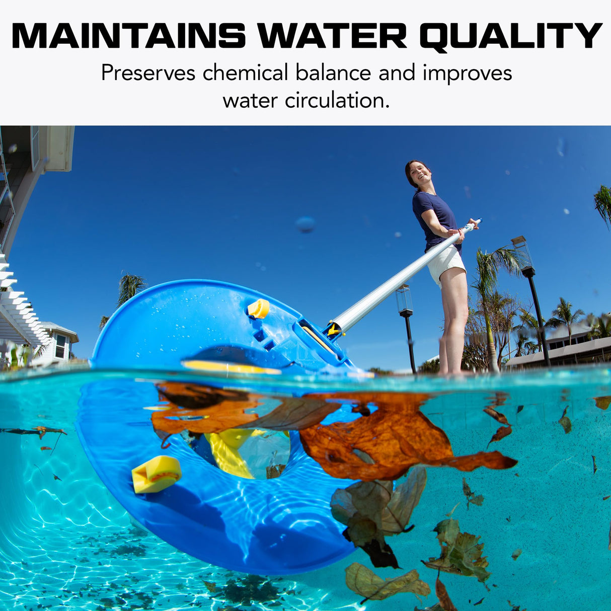POOL BLASTER Leaf Vac Cordless Hoseless Pool Leaf Vacuum & Skimmer, Battery-Powered Swimming Pool Leaf Catcher with Heavy Duty Mesh Bag, for Inground and Above Ground Pools, by Water Tech