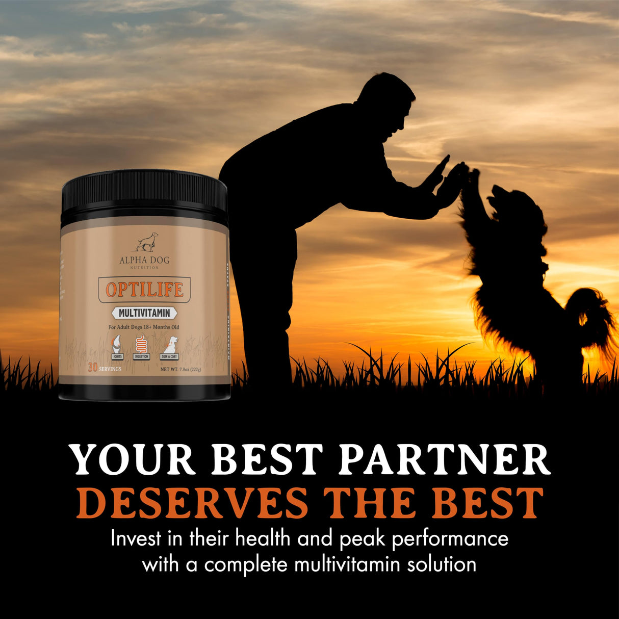 OptiLife Dog Multivitamin Powder - Adult Dog Multivitamin with Probiotics, Allergy Support, Joint Support, Skin & Coat Support - Dog Vitamins and Supplements - Multivitamin for Dogs (30 Servings)