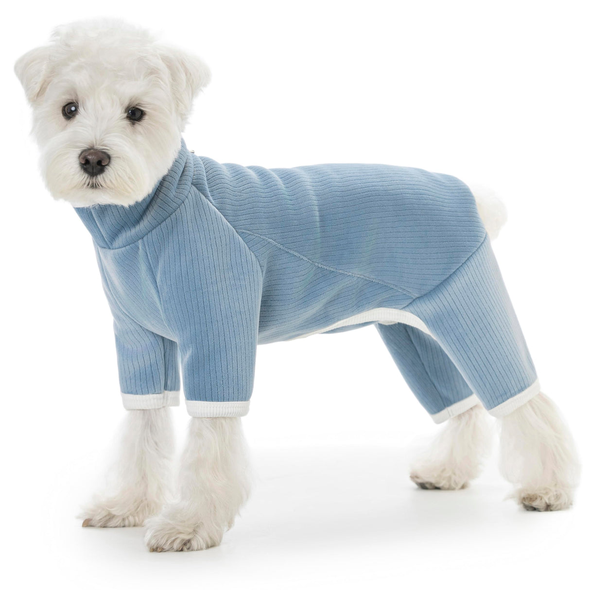 Dog Fleece Winter Coat, Fullbody Doggie Pajamas Onesie, Turtleneck Fleece Jacket for Small Dogs, Four-Legged Warm Clothes Hair Shedding Suit, Warm Puppy Christmas Jumpsuit