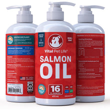 Load image into Gallery viewer, Salmon Oil for Dogs & Cats - Healthy Skin & Coat, Fish Oil, Omega 3 EPA DHA, Liquid Food Supplement for Pets, Supports Joint & Bone Health, Natural Allergy & Inflammation Defense, 16 oz