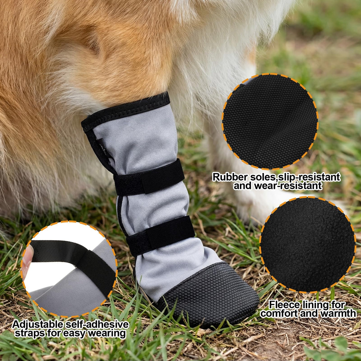 Sunnymove 2 Pcs Dog Paw Wound Recovery Boots Non-Slip Dog Protector Boots for Injured Paw Breathable Soft Pet Shoes for Wound Care Outdoor Walking(XL,Gray)