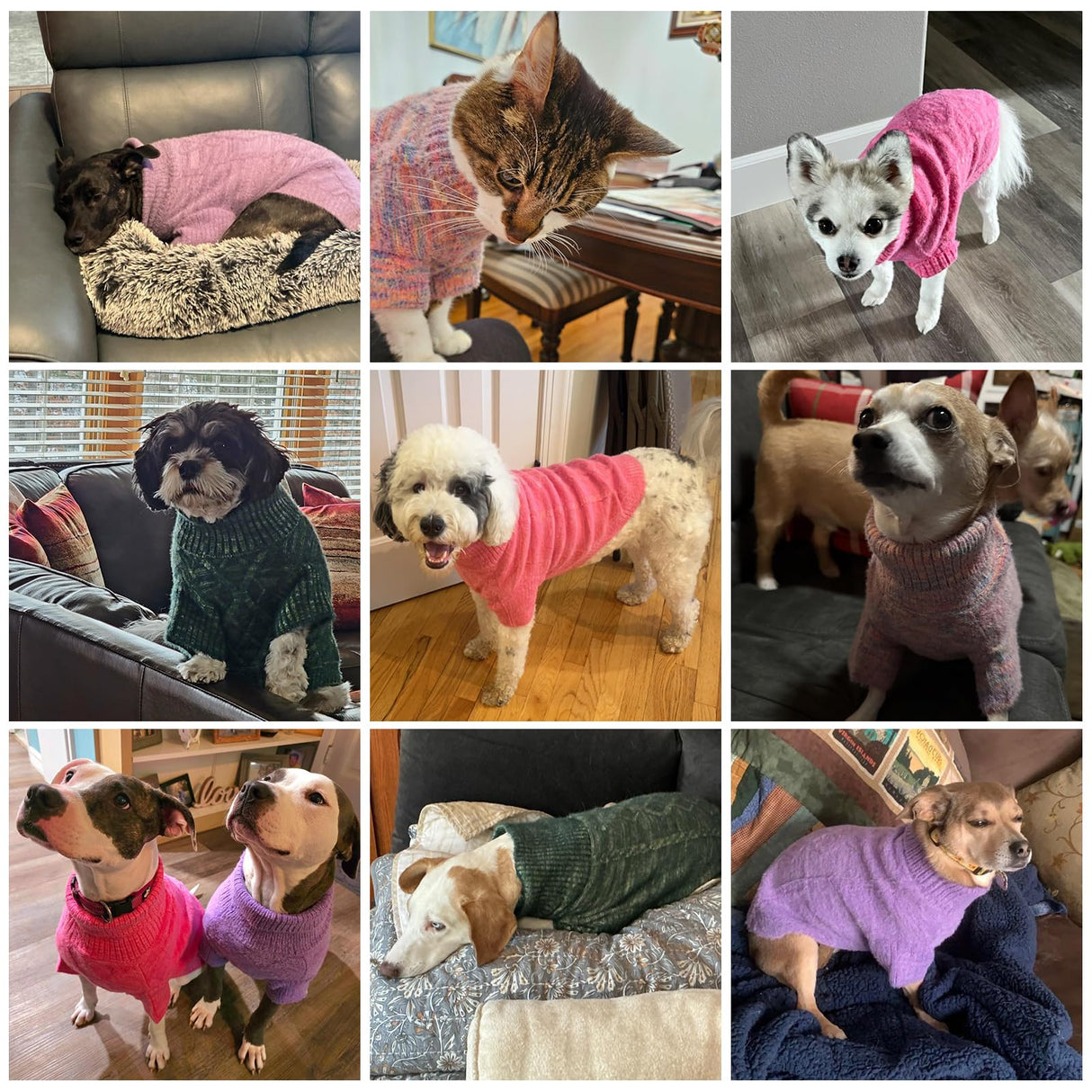 KOOLTAIL Dog Sweater, Fuzzy Thick Super Soft Warm Dog Winter Sweater Turtleneck Pullover for Cold Weather, Knitted Fleece Pet Fall Clothes Coats for Small Medium Large Dogs Puppy Girls Boys Pink ML