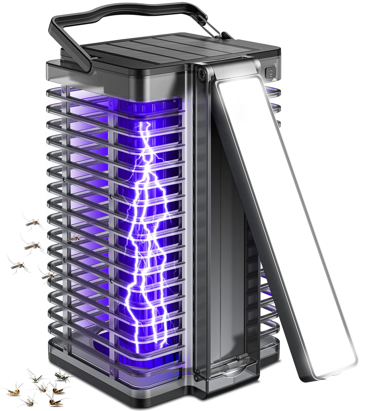 Bug Zapper Outdoor Indoor Solar 4200V Mosquito Zapper with Reading Lamp & 3600V Rechargeable Mosquito Zapper for Indoor Outdoor Patio
