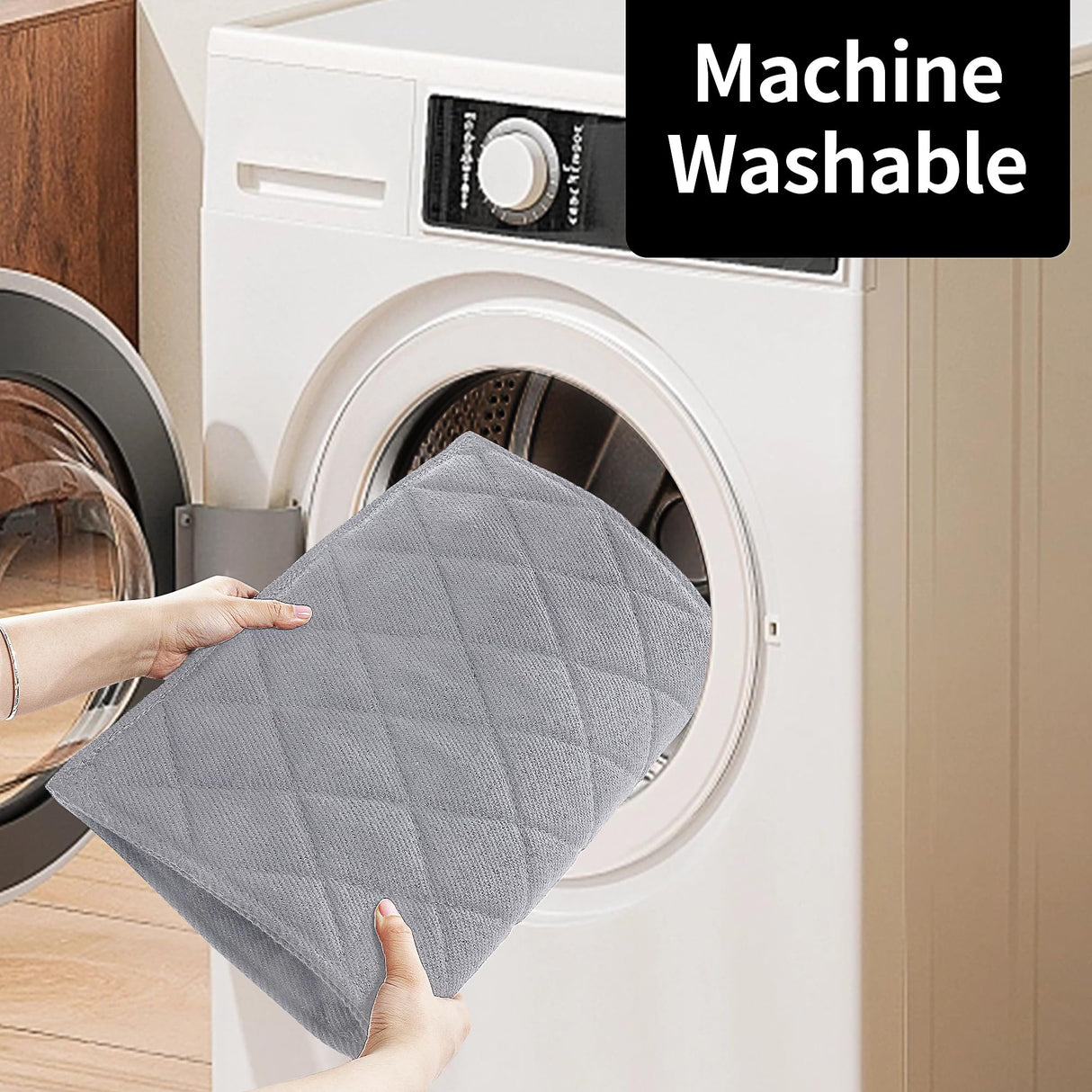 MABOZOO Indestructible Dog Bed, Chew Proof Crate Pad for Aggressive Chewers - Machine Washable Quilted Mat for Small Dogs - Durable Grey Kennel Pad (22x35 in)