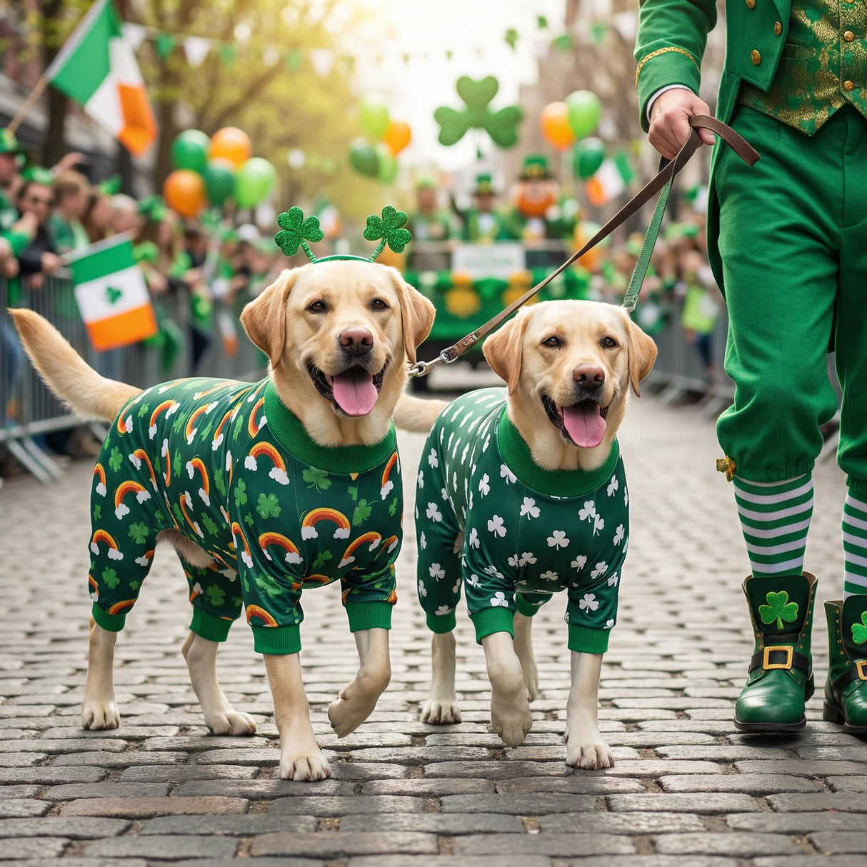 Vehomy 2-Pack St.Patrick's Day Dog Pajamas Clover Rainbow Pet Jumpsuits Puppy Pjs Lucky Shamrock Dog Onesie St Patricks Dog Jammies Costume Outfit Clothes for Small Medium Large Dogs XXL
