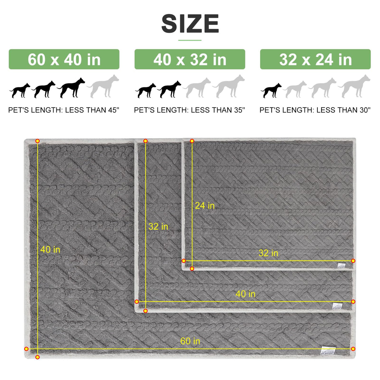 BEAUTYZOO Waterproof Dog Blankets for Medium Large Dogs Washable- Reversable Dog Blanket for Furniture, Sofa, Couch, Crate, Car- Soft Sherpa Dog Throw Plush Pet Bed Blanket Cat Puppy, 40"x60" Grey