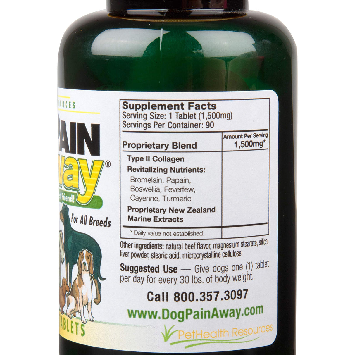 Dog Pain Away, Treats Arthritis, Inflammation, Joint Pain, & Decreased Flexibility - 90 Dog Chewable Tablets