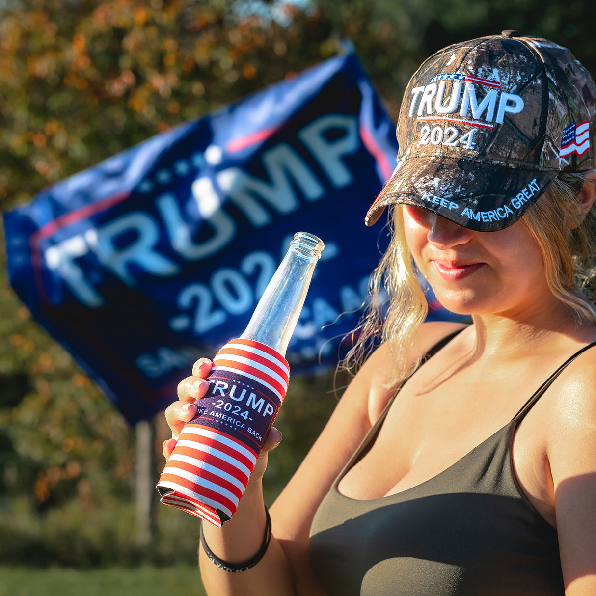Genericf Unique America Trump 2024 Supporter Kit | Trump Hat and Flag Set | Trump Gifts and Merch