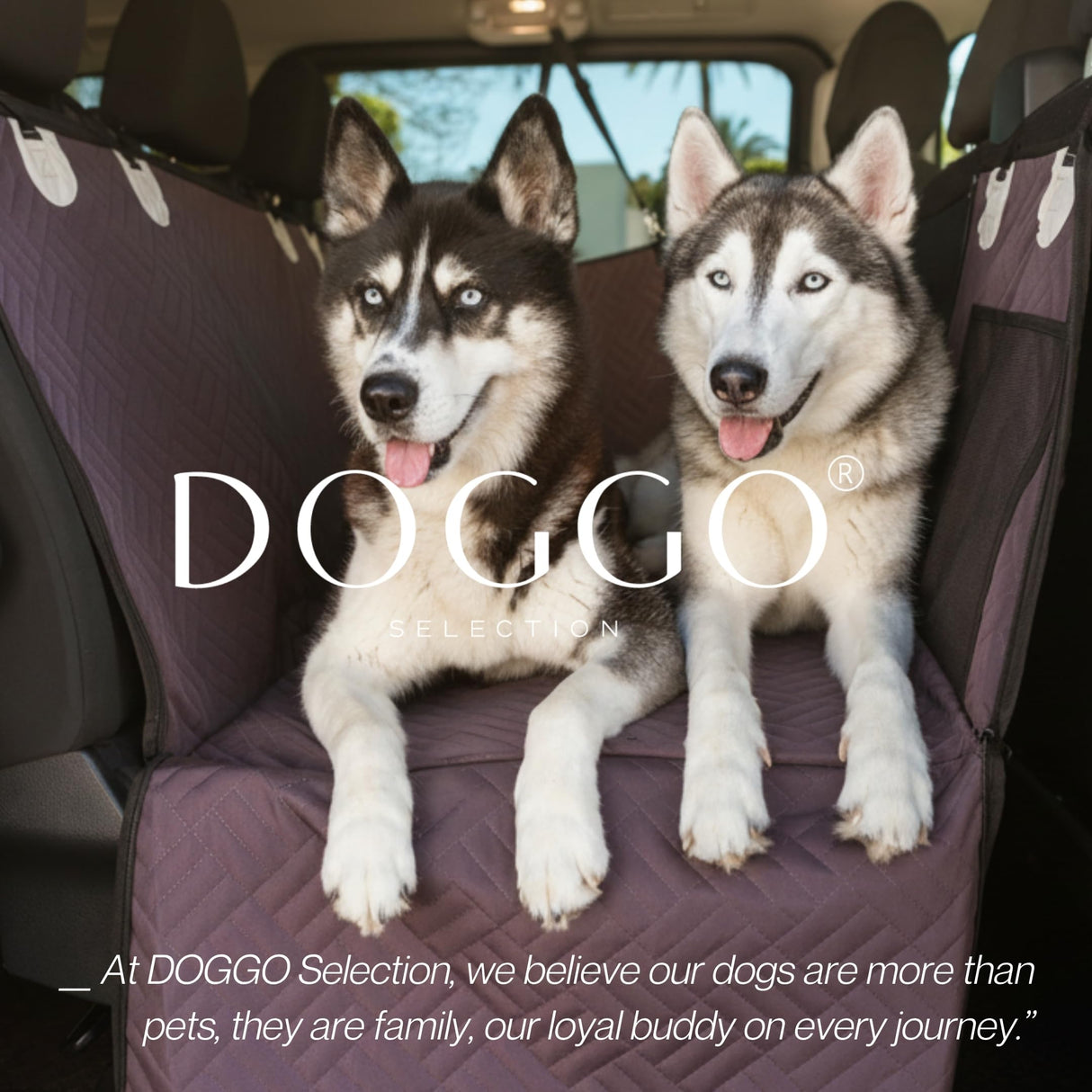 DOGGO Selection Back Seat Pet Cover for Dogs, Premium Dog Hammock for Car with Hard Bottom | Universal Car Seat Protector, Waterproof & Washable | Dog Car Seat Cover for Large (Brown)