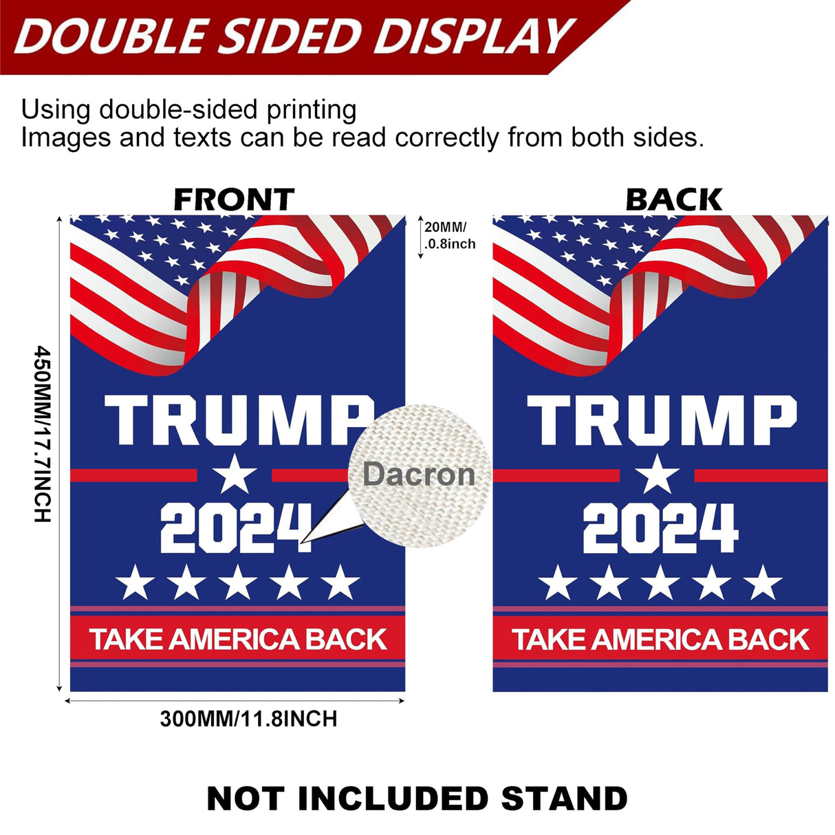 Ouraqto TRUMP 2024 Yard Sign Double Sided 14x14 Inch Yard signs Outdoor Decorative Trump Handheld Signage Trump Merchandise for Garden Lawn(with Flag