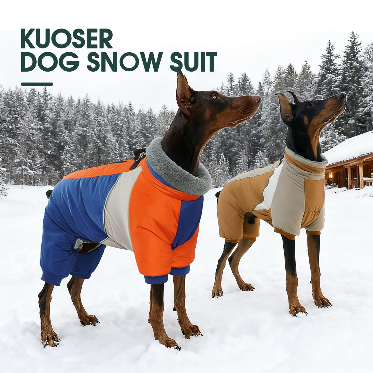 Kuoser Medium Dog Coat with Built-in Harness, Reflective Winter Jacket for Dogs - Brown M