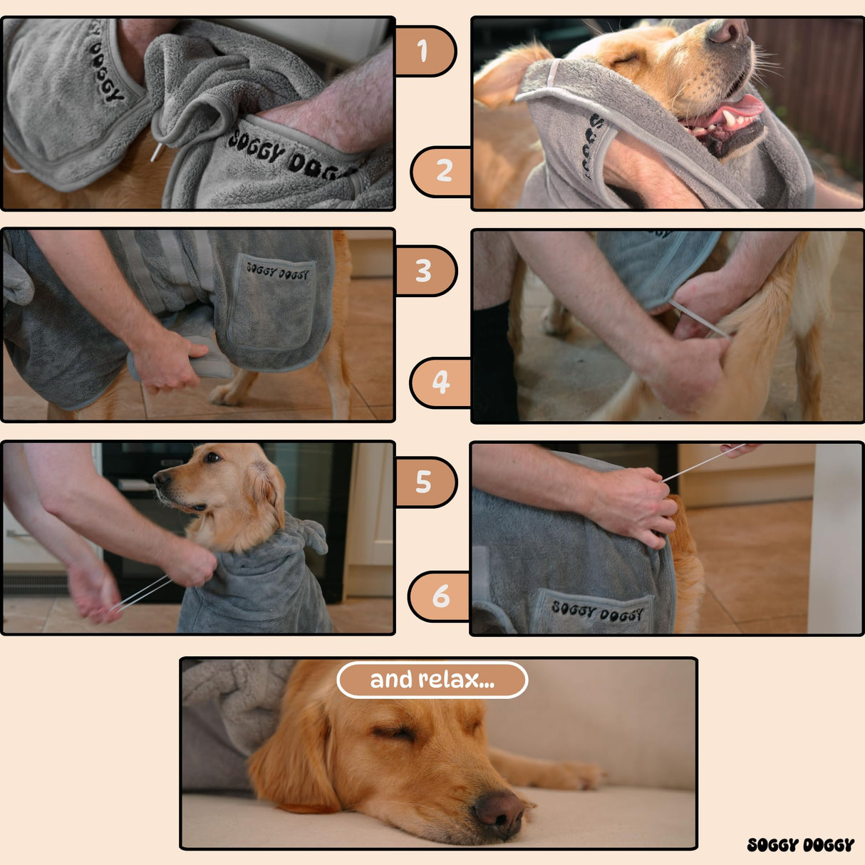 SOGGYDOGGY® US: Luxury Dog Bathrobe, Super Absorbent Microfiber Dog Bath Supplies, Fast Dry in Minutes, Thick & Soft Robe - Pet Grooming, Wash & Pet Hair Dryer - All-Season Dressing Gown (XS)