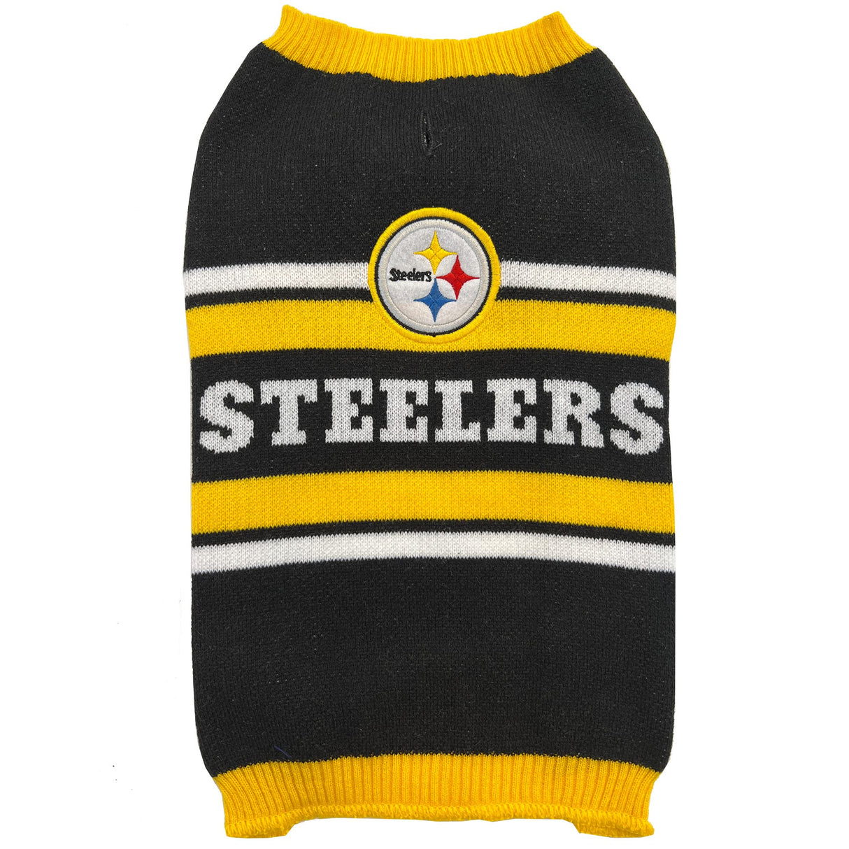 NFL Pittsburgh Steelers Dog Sweater, Size Large. Warm and Cozy Knit Pet Sweater with NFL Team Logo, Best Puppy Sweater for Large and Small Dogs