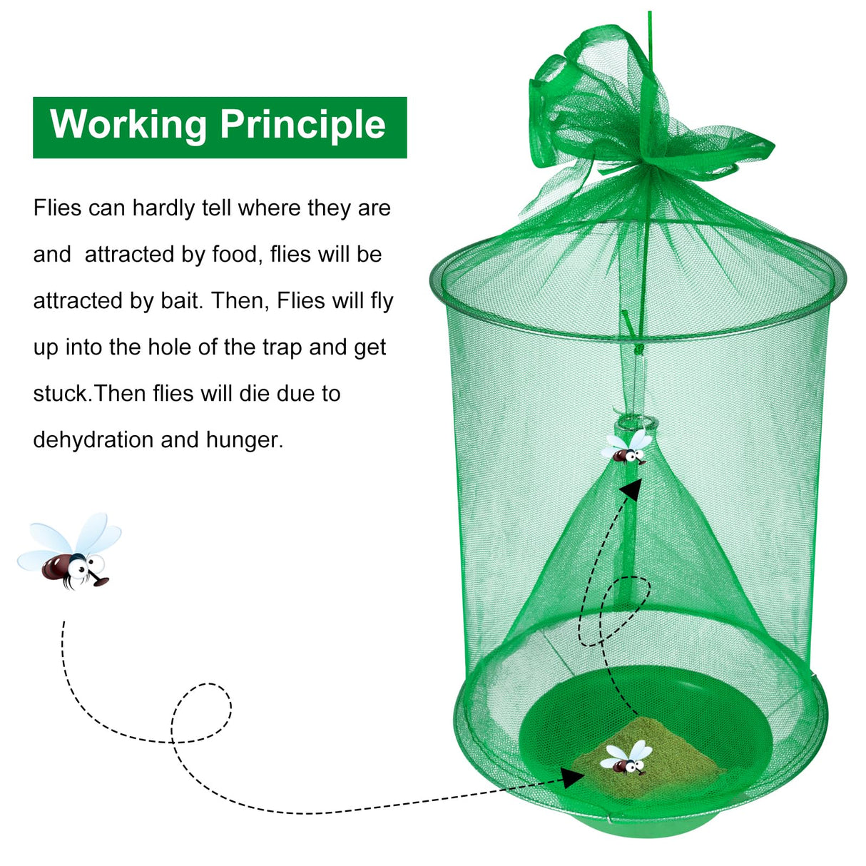 4 Pack Ranch Fly Trap, Farm/Orchard Fly Trap, Reusable Fly Traps Outdoor, Fly Catcher Killer, Effective Trap for Horse Stable