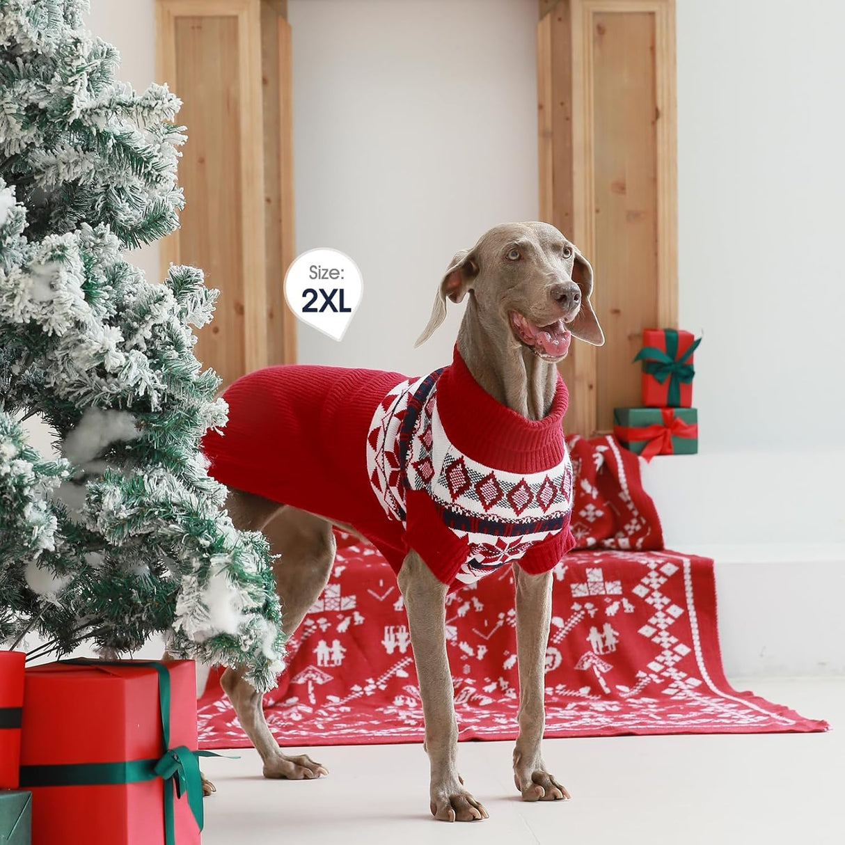 IECOii Extra Large Dog Sweater,Turtleneck Dog Sweater Larged Size Dogs,5XL Big Pet Christmas Knitwear Winter Clothes for Cold Weather,Girl and Boy Knit Sweatshirt for Great Dane,XXXXX-Large