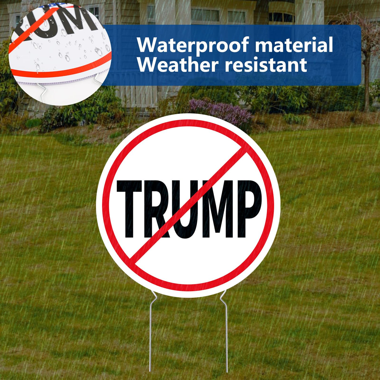 Probsin Anti Trump Yard Sign with Metal Stakes Double Sided 14" x 14" No Trump Here Signs Outdoor Decorations for Indoor Outdoor Lawn, Garden, Window, Party Supplies