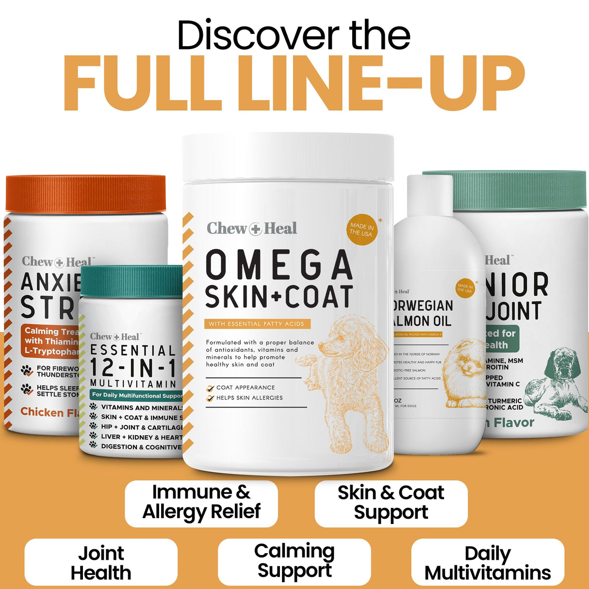Omega 3 for Dogs - 180 Soft Chew Omega Treats for Skin and Coat - Fish Oil Blend of Essential Fatty Acids, Omega 3 and 6, Vitamins, Antioxidants and Minerals - Made in USA