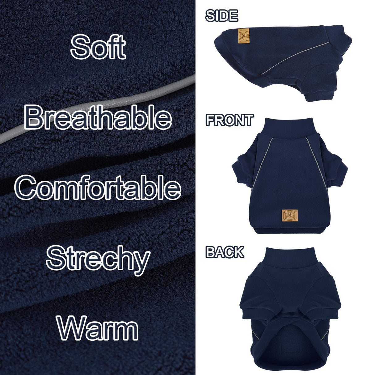 XPUDAC 4 Pack Dog Sweaters Fleece Dog Sweatshirt Winter Pet Clothes for Small Medium Dogs Boy Girl Pullover Puppy Christmas Outfits Cat Apparel, Grey, Blue, Navy, Green, XS